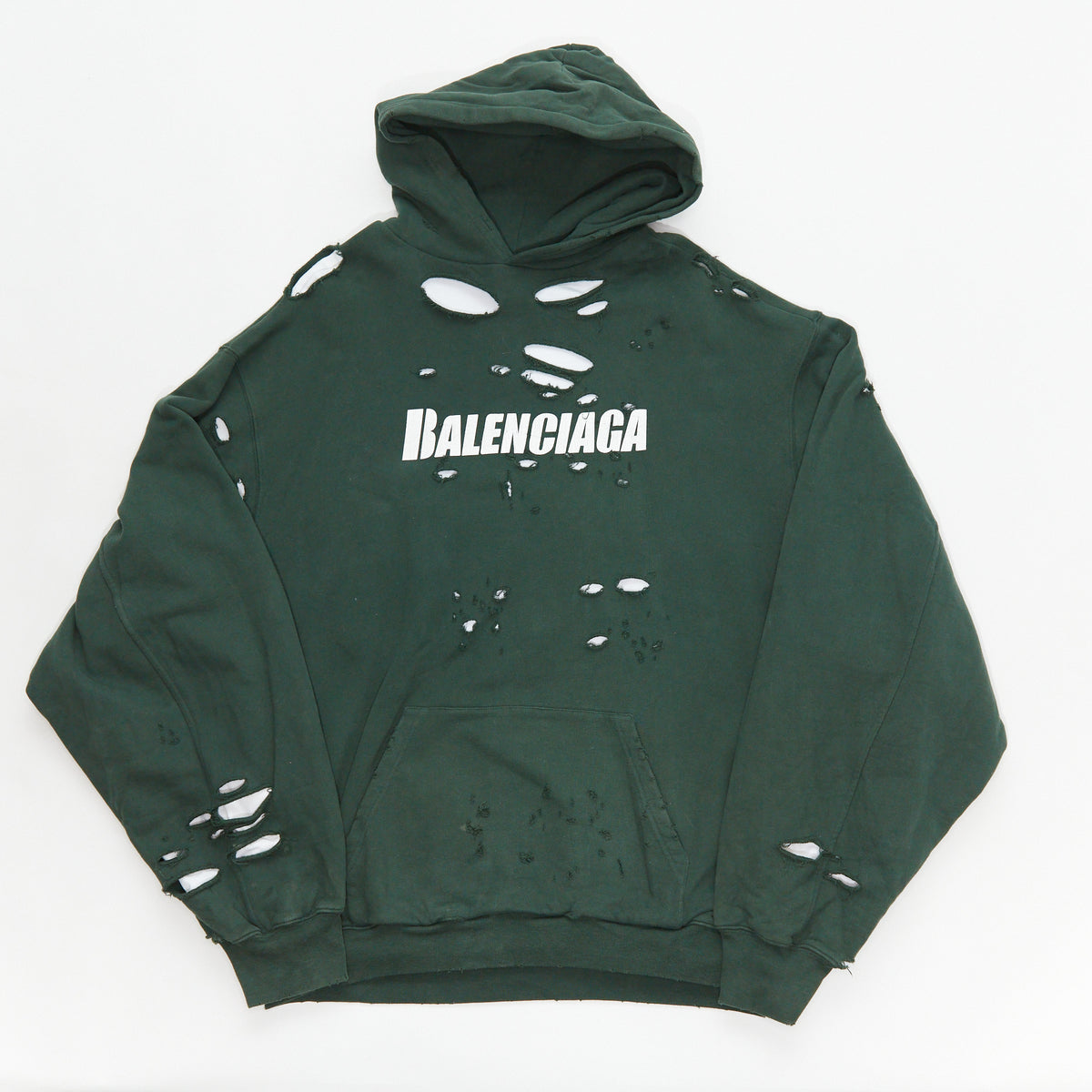 Balenciaga Destroyed Hoodie In Green – Closet Tours