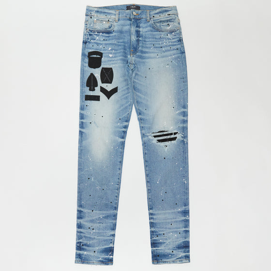 Amiri Military Patch Distressed Jean