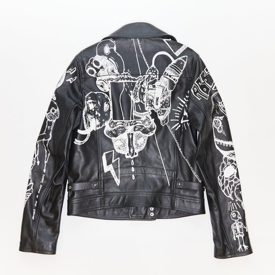 Diesel Black Gold Loragraph Leather Jacket with Graffiti