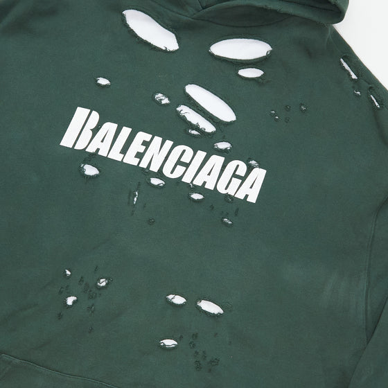 Balenciaga Destroyed Hoodie In Green – Closet Tours