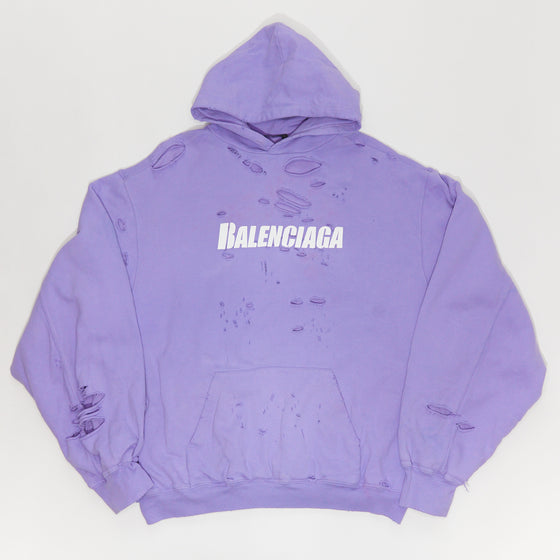 Balenciaga Destroyed Hoodie In Purple