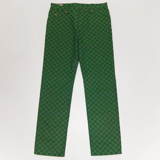 Gucci Green GG Denim Pants