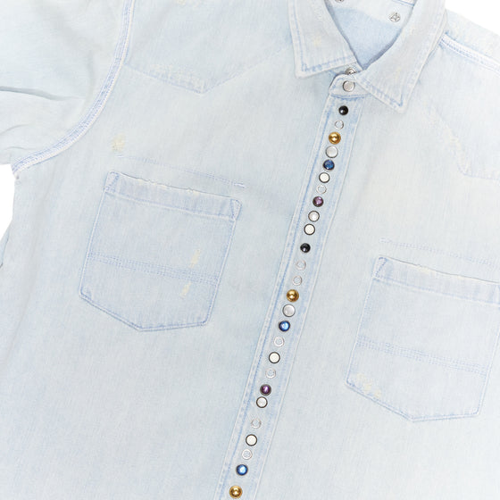 Golden Goose Bleached Denim Shirt with Hammered Studs