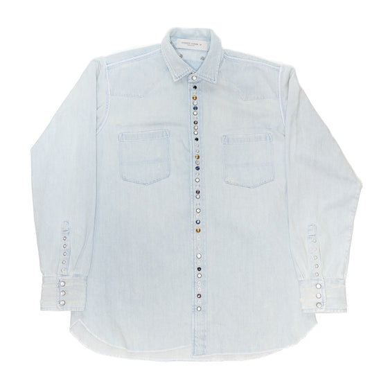 Golden Goose Bleached Denim Shirt with Hammered Studs