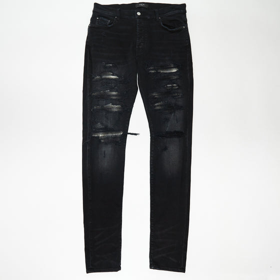 Amiri MX1 Distressed Skinny Jeans - Black Shadow