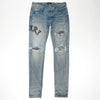 Amiri Old English Ripped Skinny Bandana Patch Jean