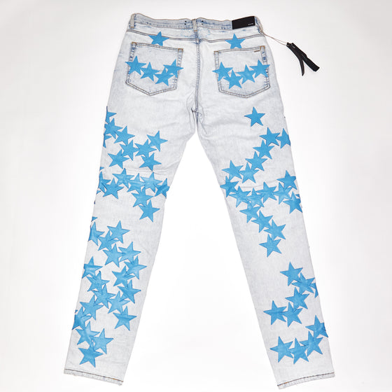 Amiri Chemist Leather Carolina Blue Stars